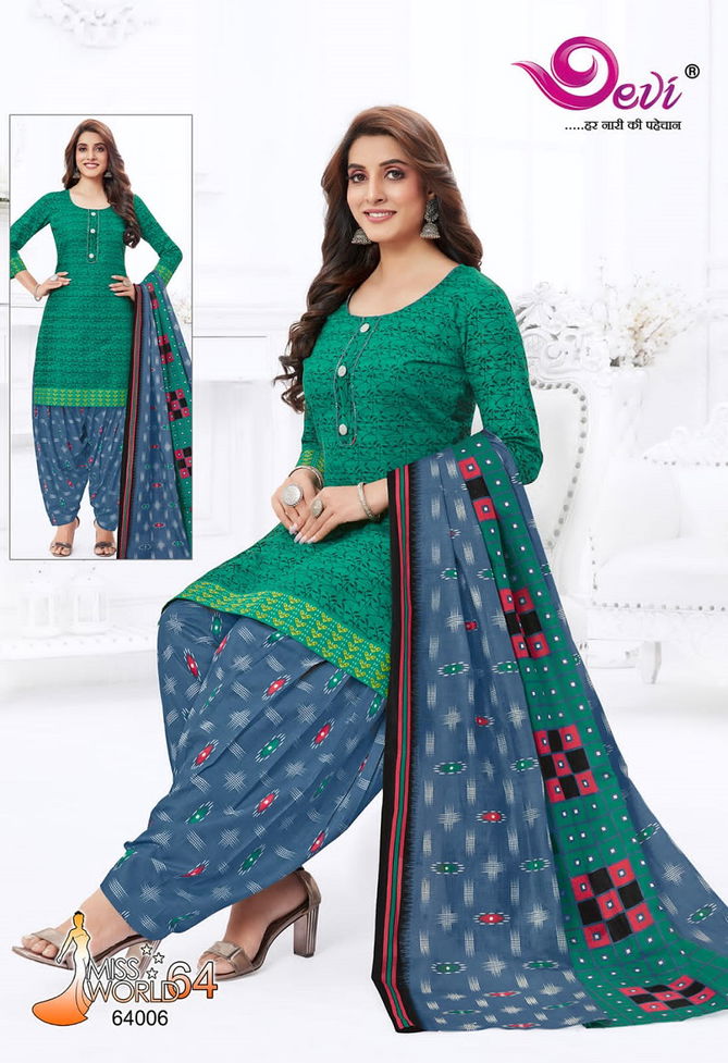 Devi Miss World 64 Wholesale Printed Cotton Dress Material Catalog
